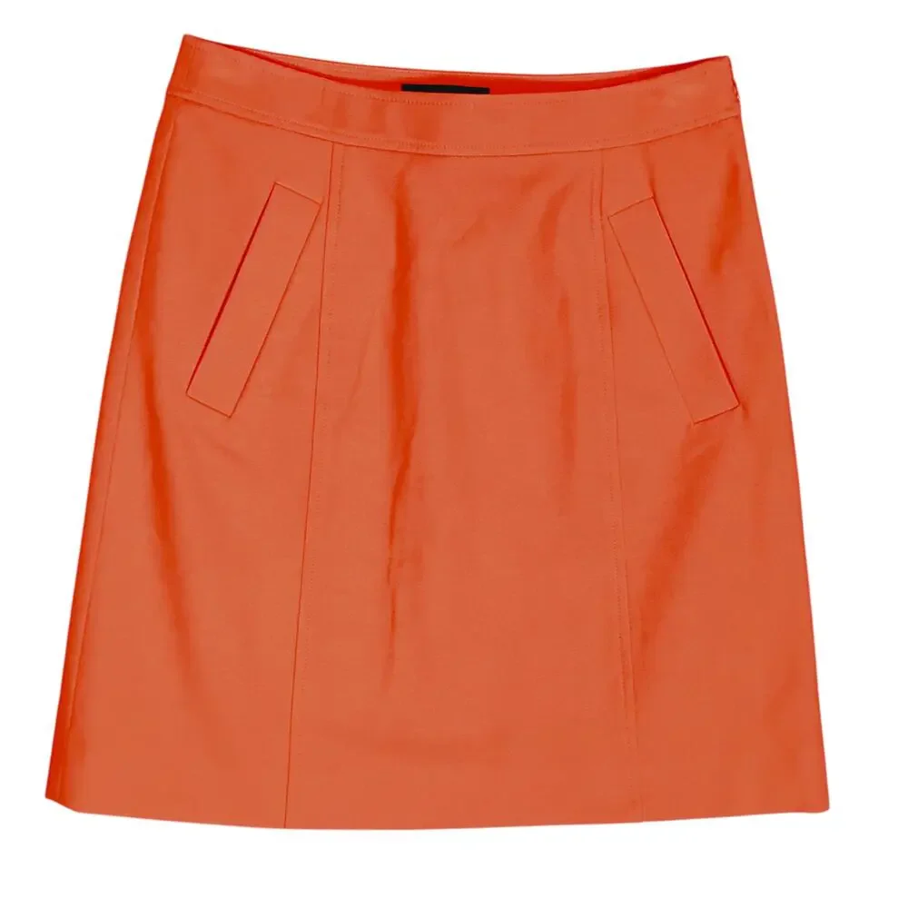 Ann Taylor A Line Skirt Size 0 Orange Knee Length 2 Front Pockets Fully Lined